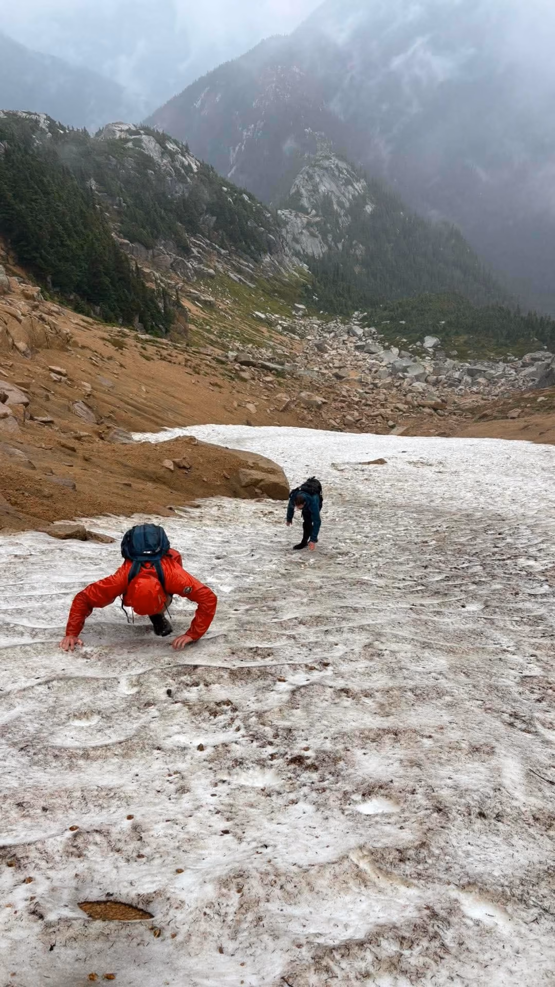 Unexpected snow slope > filthy scree slope