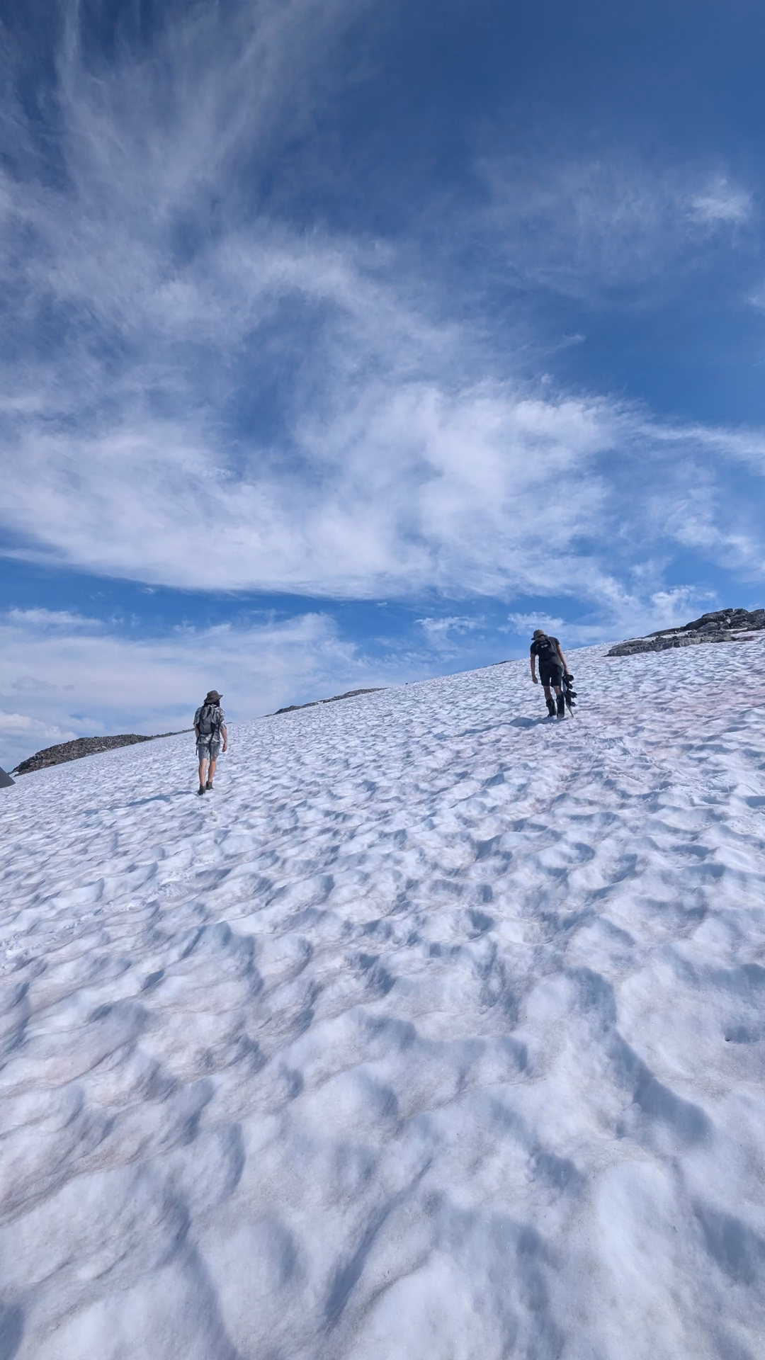 Logan and Finn trekking towards the summit